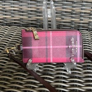 New KATE SPADE Staci Black Leather Card Case Lanyard WLR00139 $99